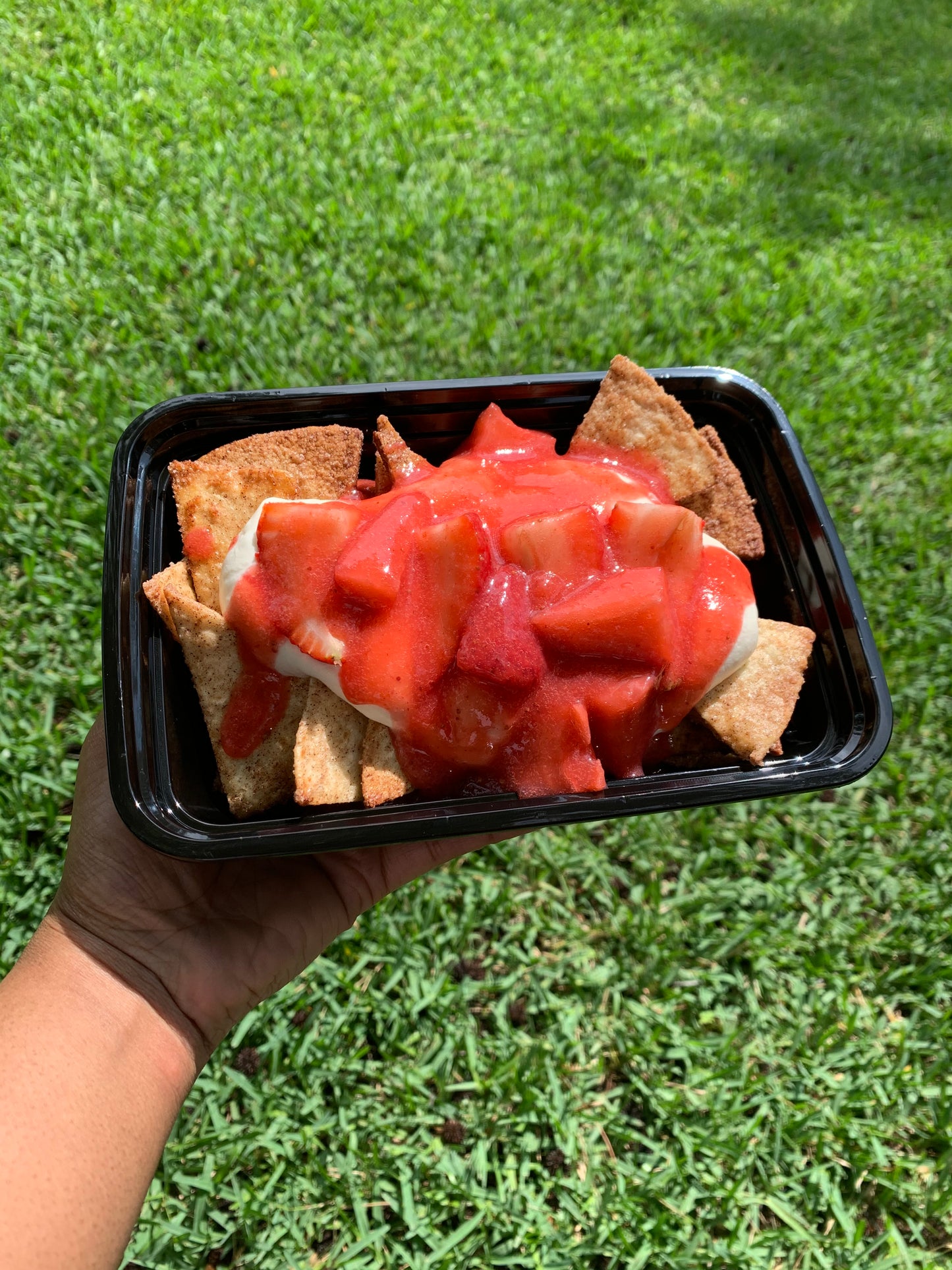 Personal Strawberry Cheesecake Dessert Nachos