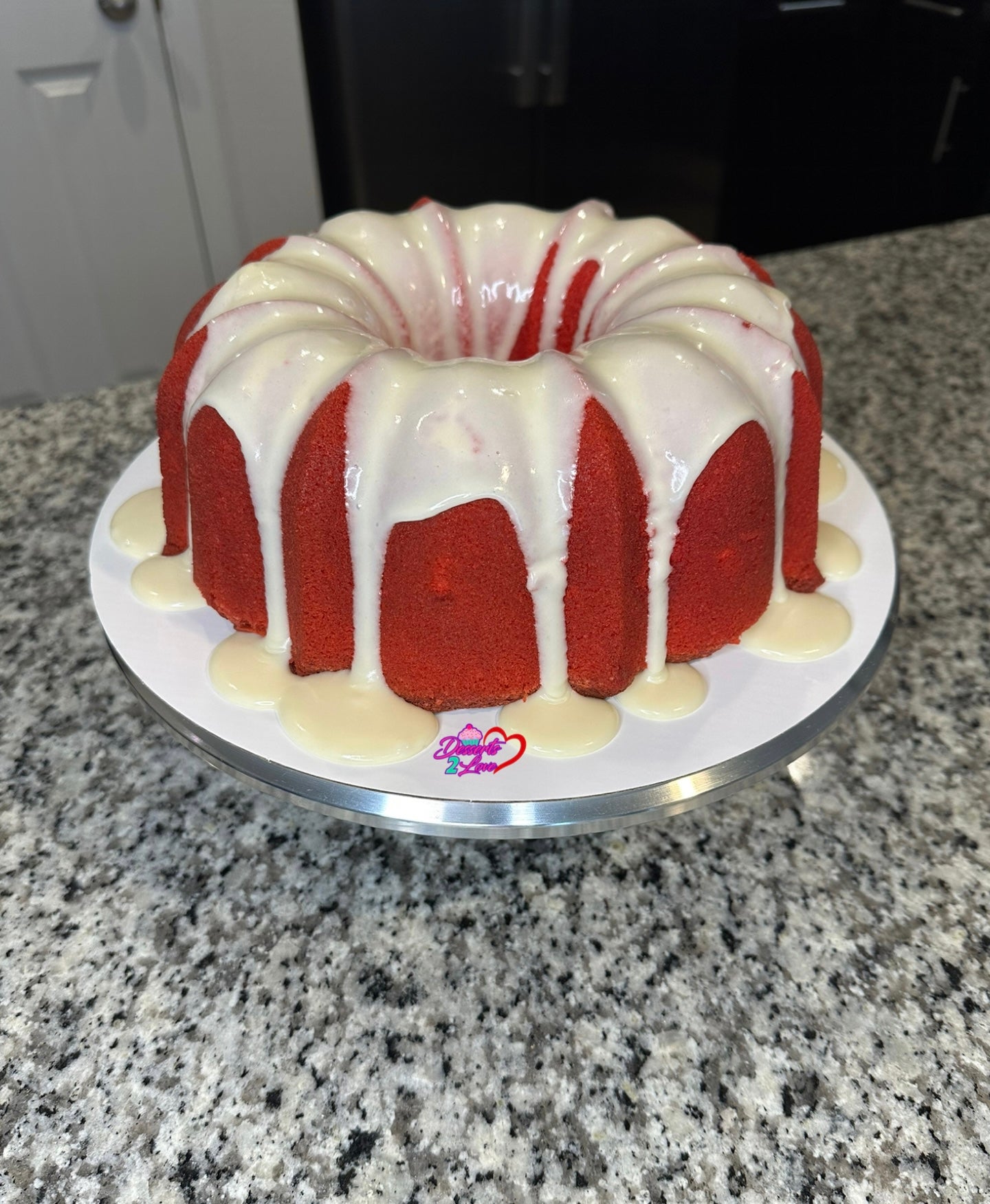Red Velvet Pound Cake Slice w/Cream Cheese Glaze
