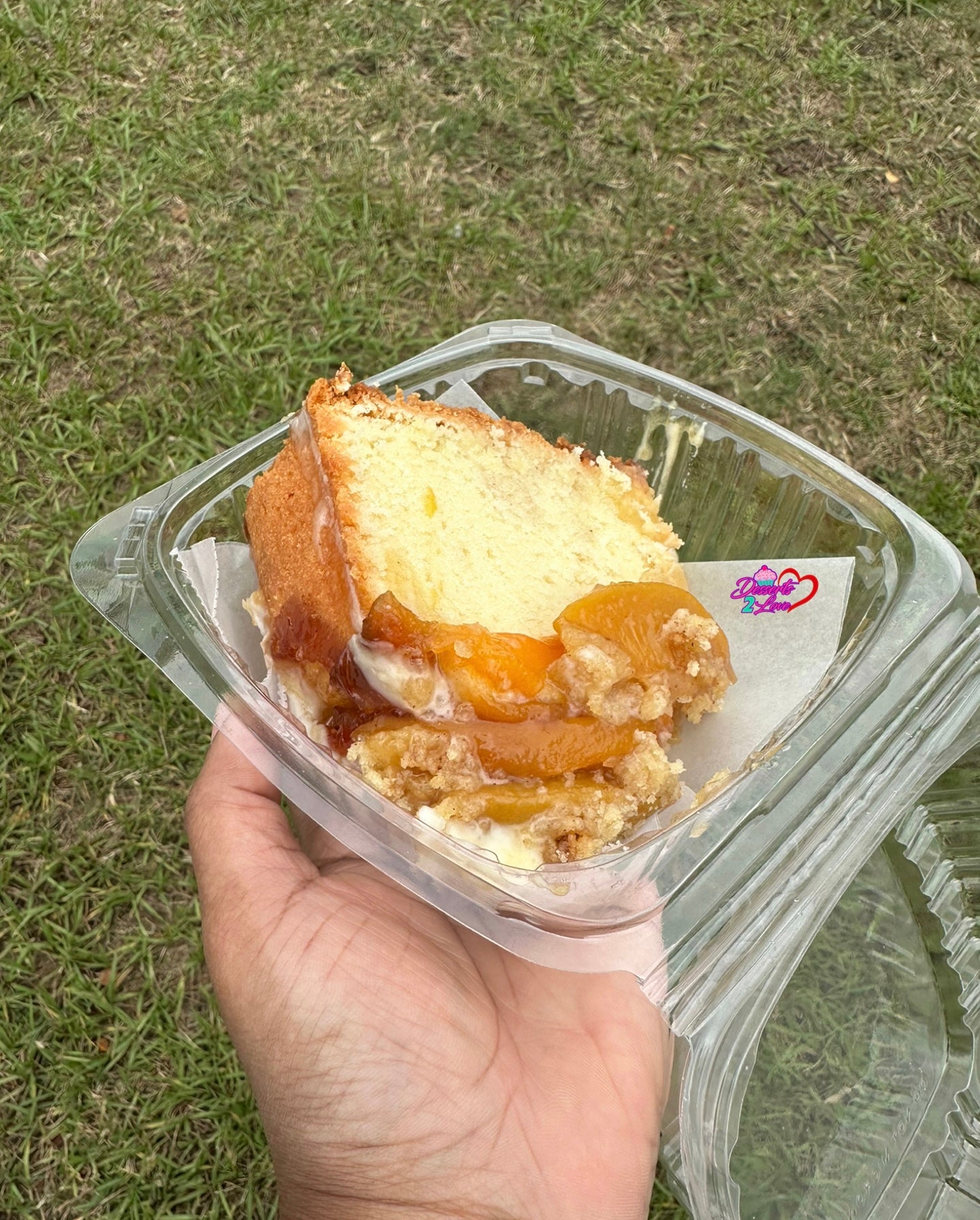 Peach Cobbler Cream Cheese Pound Cake Slice