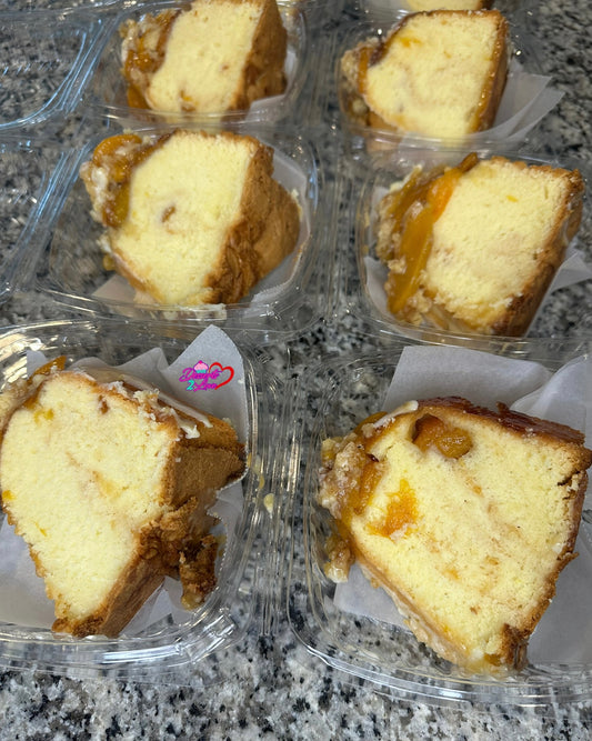 Peach Cobbler Cream Cheese Pound Cake Slice
