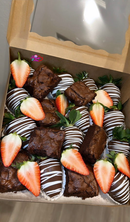 Chocolate Covered Strawberries w/Brownies Box